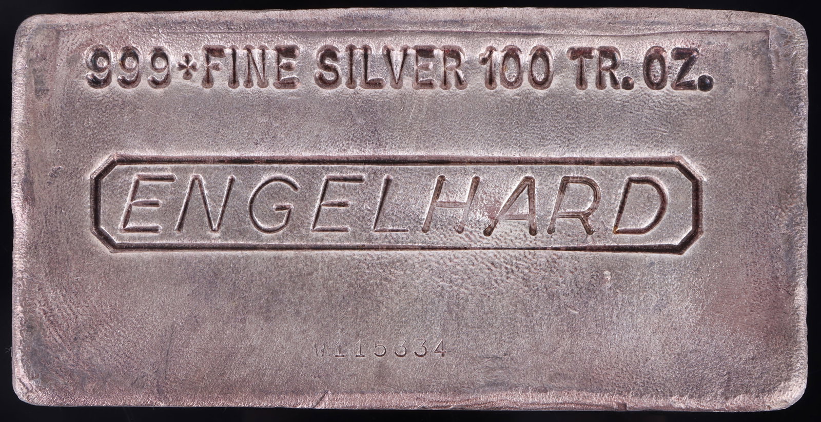 ENGELHARD VNTG 100 OZT POURED .999 FINE SILVER BAR (1 of 4)