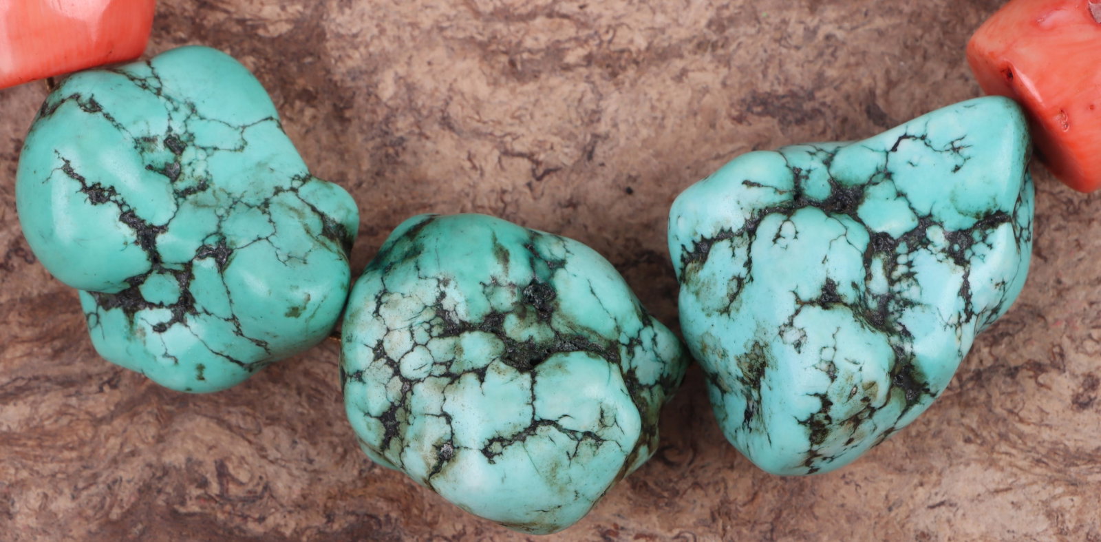 LARGE TURQUOISE & CORAL CHUNK NECKLACE (1 of 3)