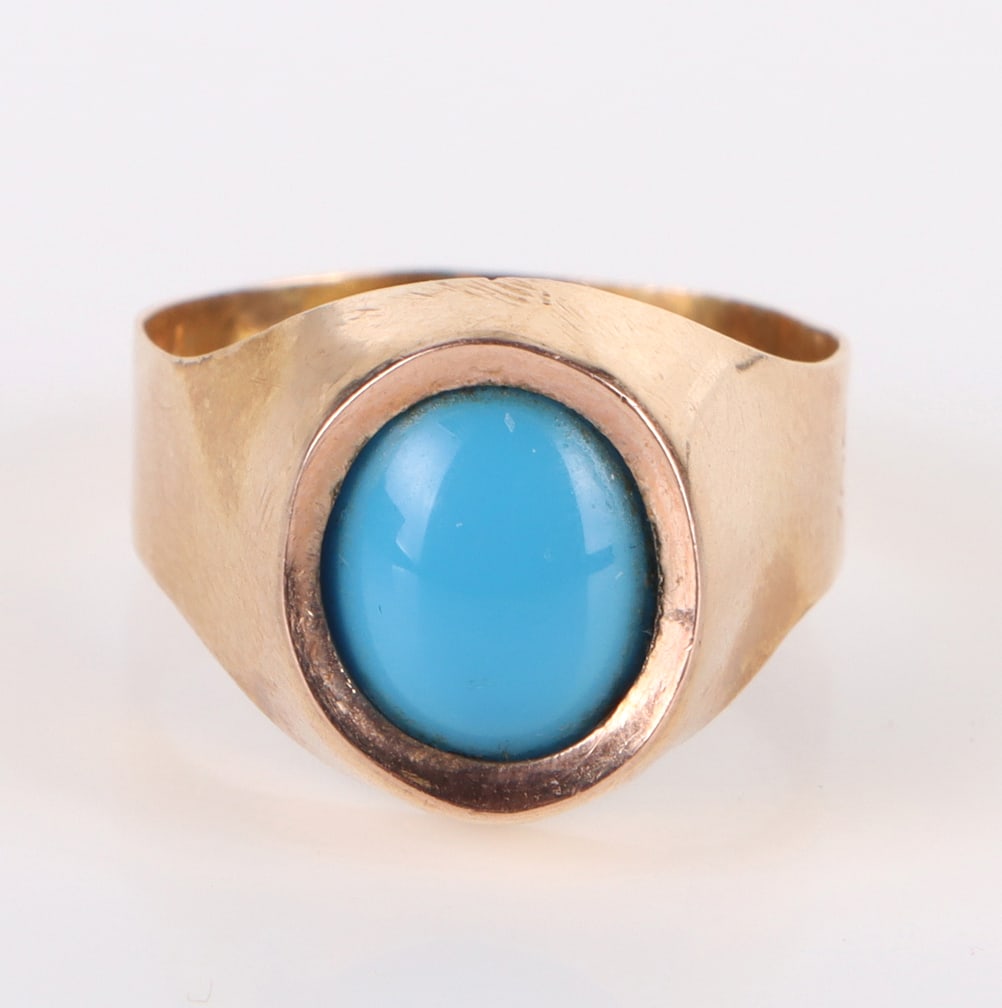 14K YELLOW GOLD ANGEL TURQUOISE LADIES RING (1 of 3)