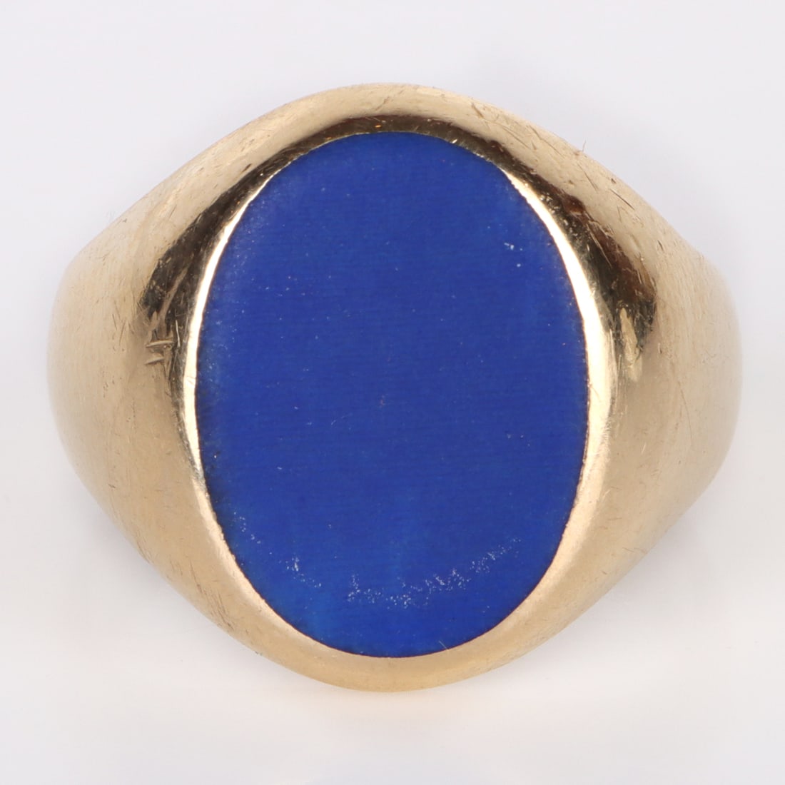 TIFFANY & CO. 14K YELLOW GOLD BLUE SIGNET RING (1 of 3)