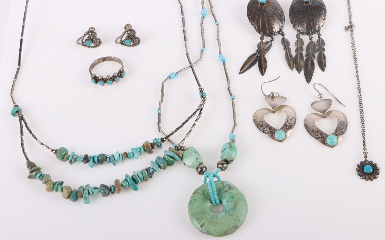 STERLING SILVER TURQUOISE LADIES JEWELRY - (7) (1 of 4)