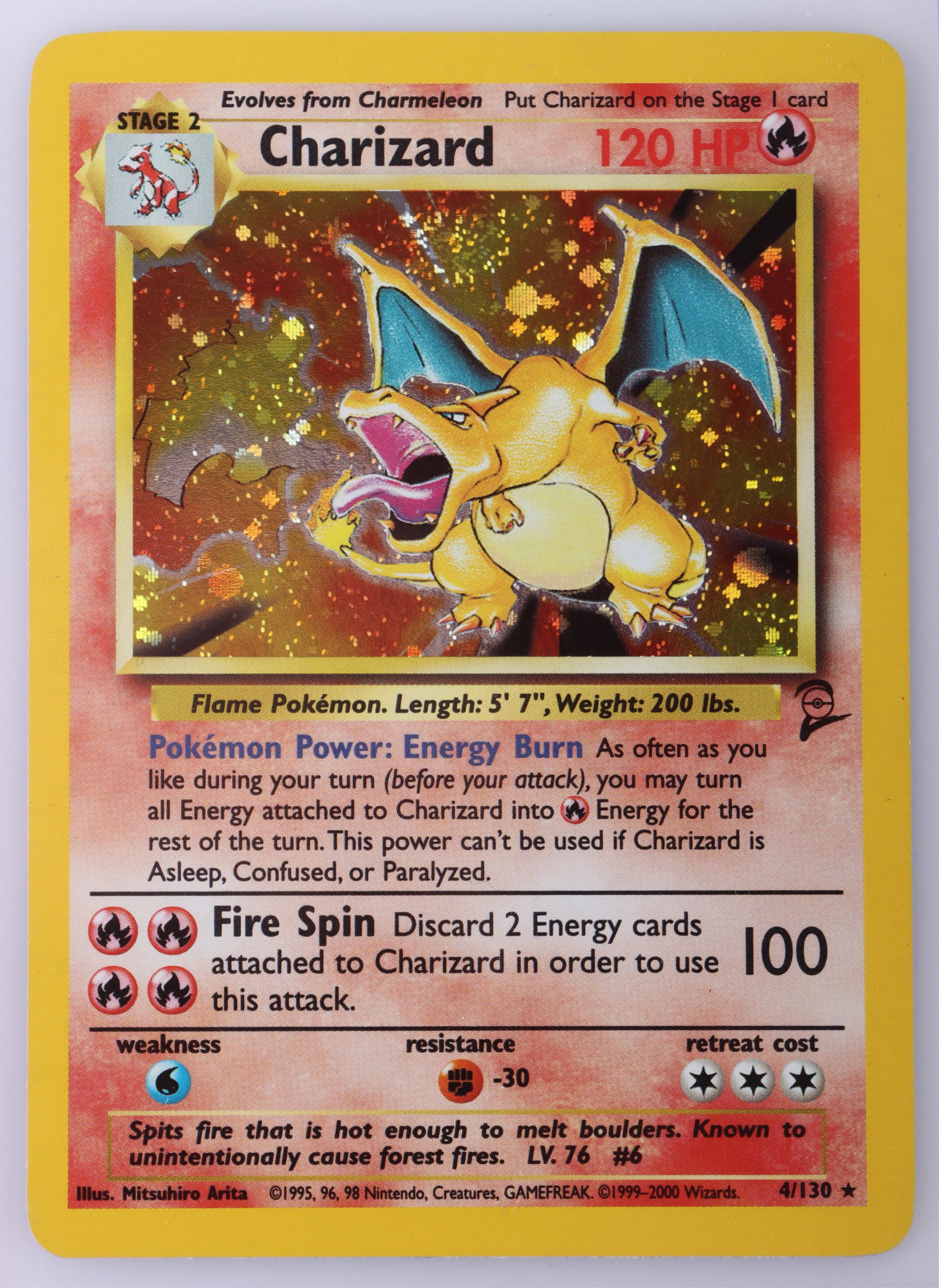 CHARIZARD 4/130 HOLO POKEMON TGC BASE SET 2 CARD: 176340 CHARIZARD 4/130 HOLO POKEMON TGC BASE SET 2 CARD Charizard 4/130 Pokemon TCG base set 2 Holo Unlimited Rare card. Card is in amazing condition, graded approximately near mint. Condition: Graded