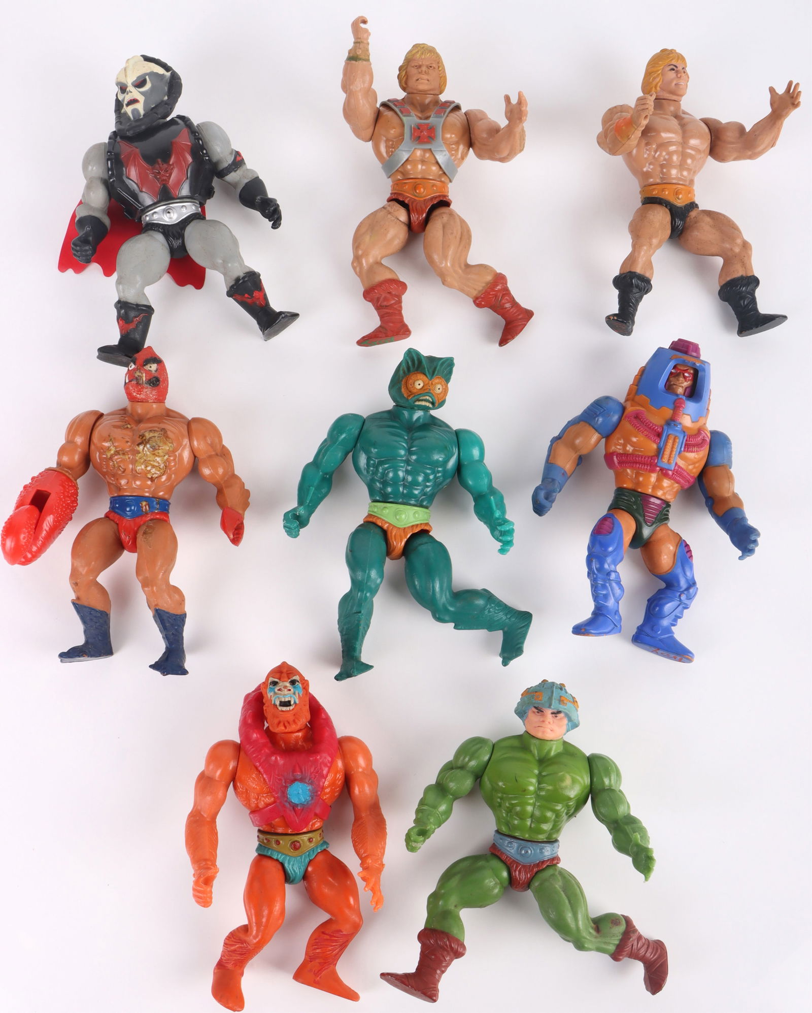 1980s HE-MAN MOTU MATTEL ACTION FIGURES - LOT OF 8: 176377 1980s HE-MAN MOTU MATTEL ACTION FIGURES - LOT OF 8 1980s He-man Masters of the Universe Mattel Taiwan action figures to include one 1981 MOTU He-Man w/ chest armor, one 1982 MOTU He-Man, one 19