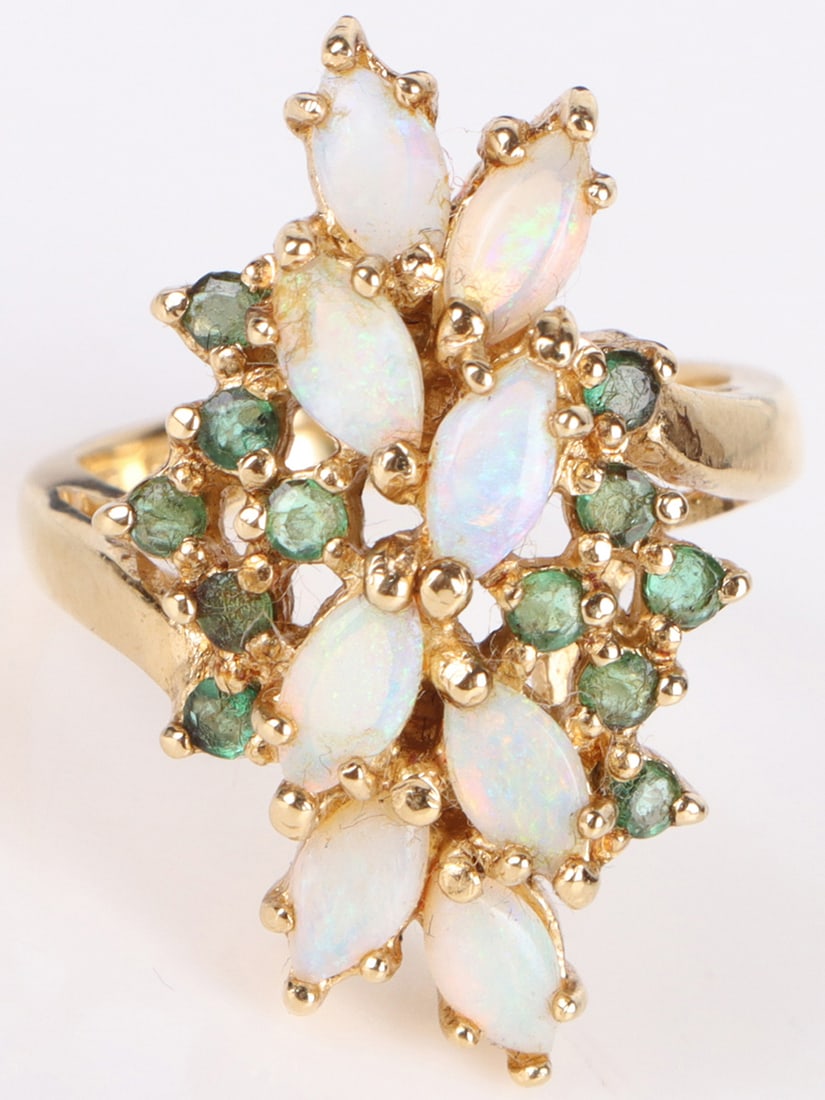 STERLING SILVER OPAL & PERIDOT LADIES RING (1 of 3)