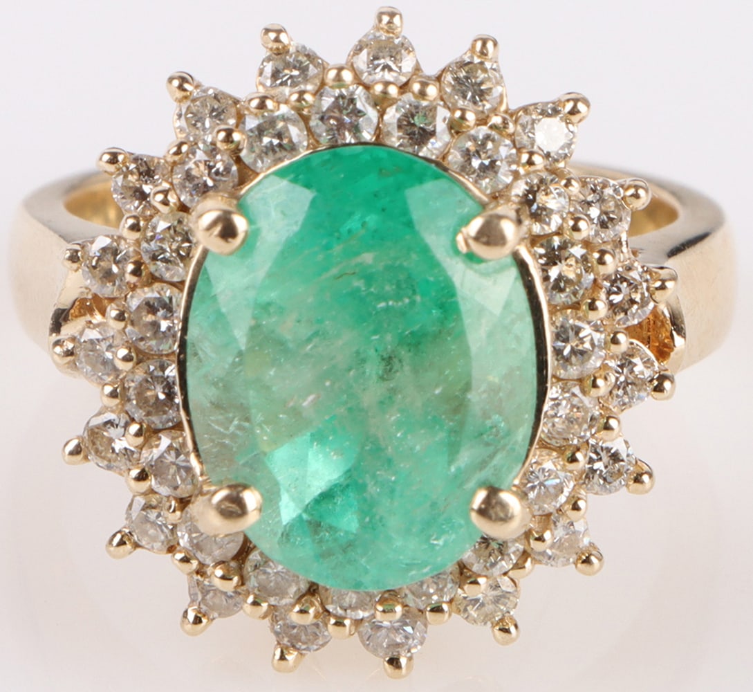 14K YELLOW GOLD EMERALD & DIAMOND RING (1 of 4)