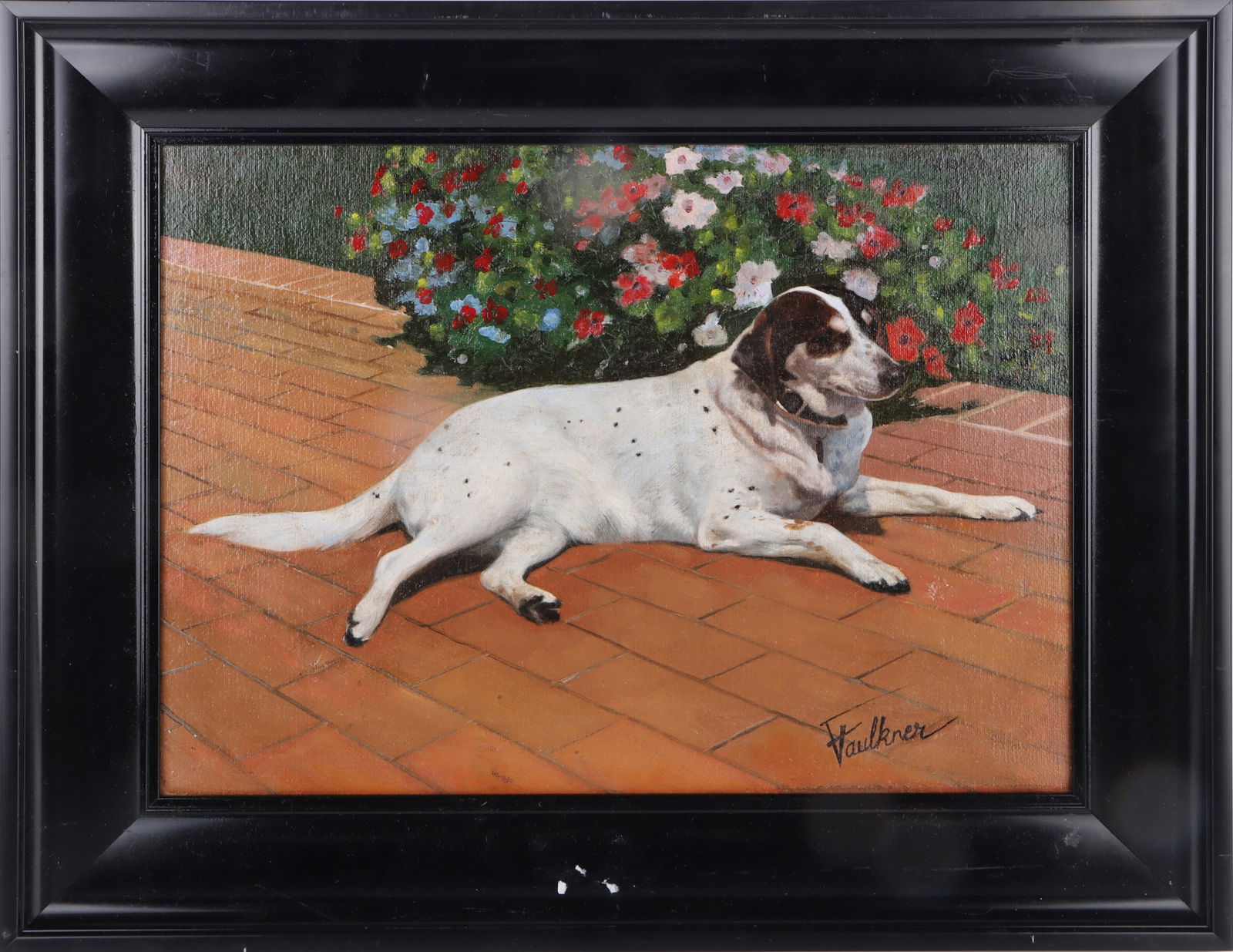 FAULKNER ORIGINAL RECLINING DOG OIL PAINTING (1 of 4)