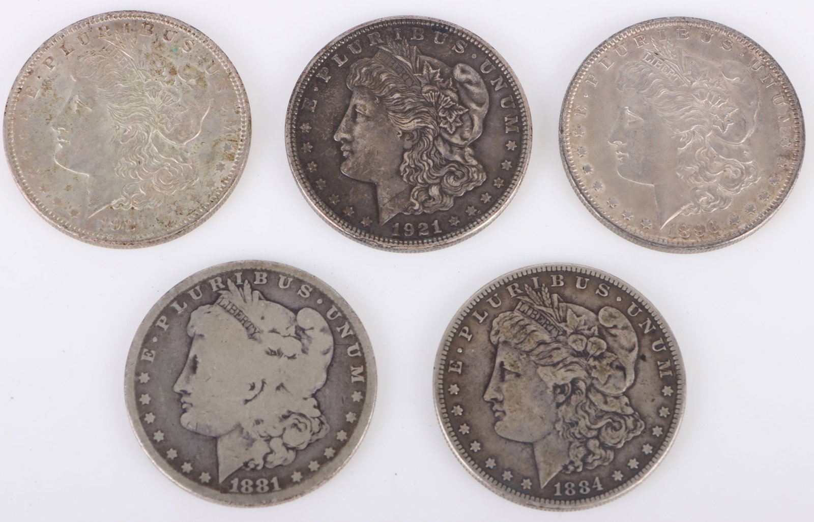 1881-1921 90% MORGAN SILVER DOLLARS - LOT OF 5 (1 of 2)