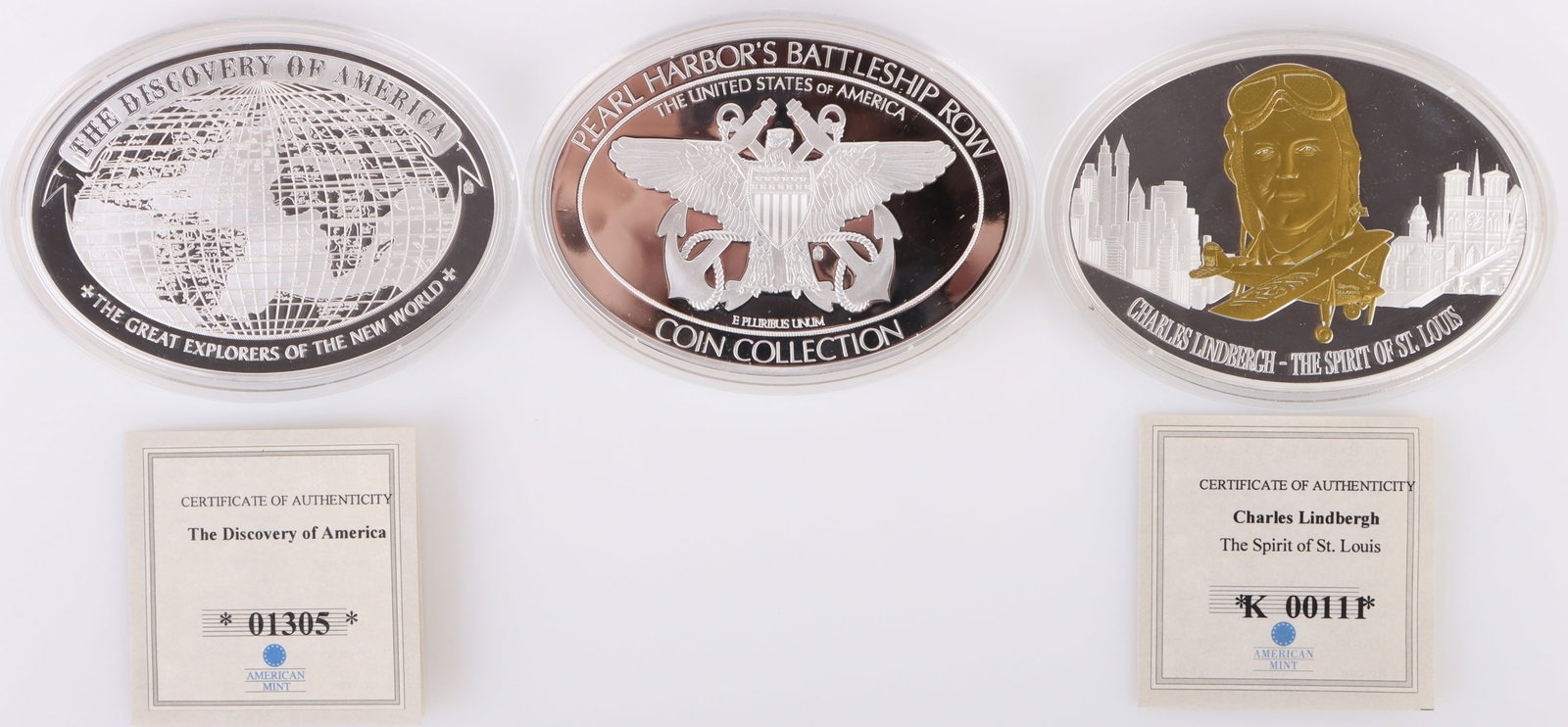 USA SILVER PLATED COMMEM. PROOF MEDALS  W/ COA'S (1 of 4)