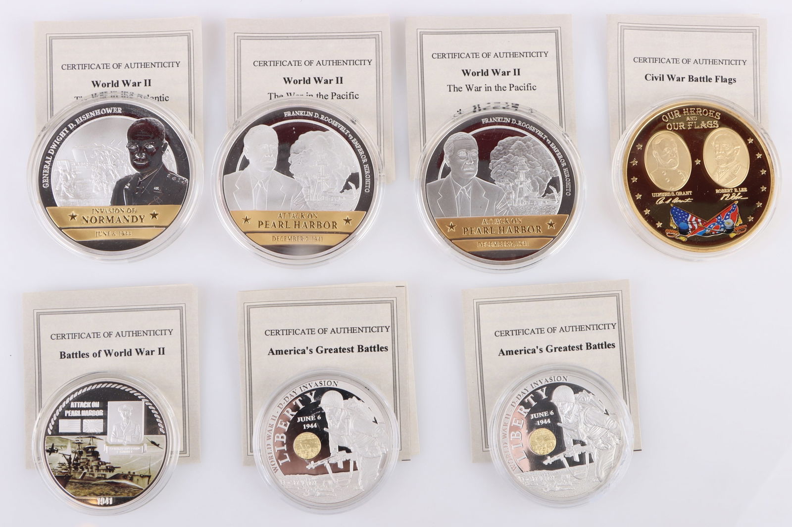 AMERICAN MINT PLATED COMMEMORATIVE COINS - (7) (1 of 3)