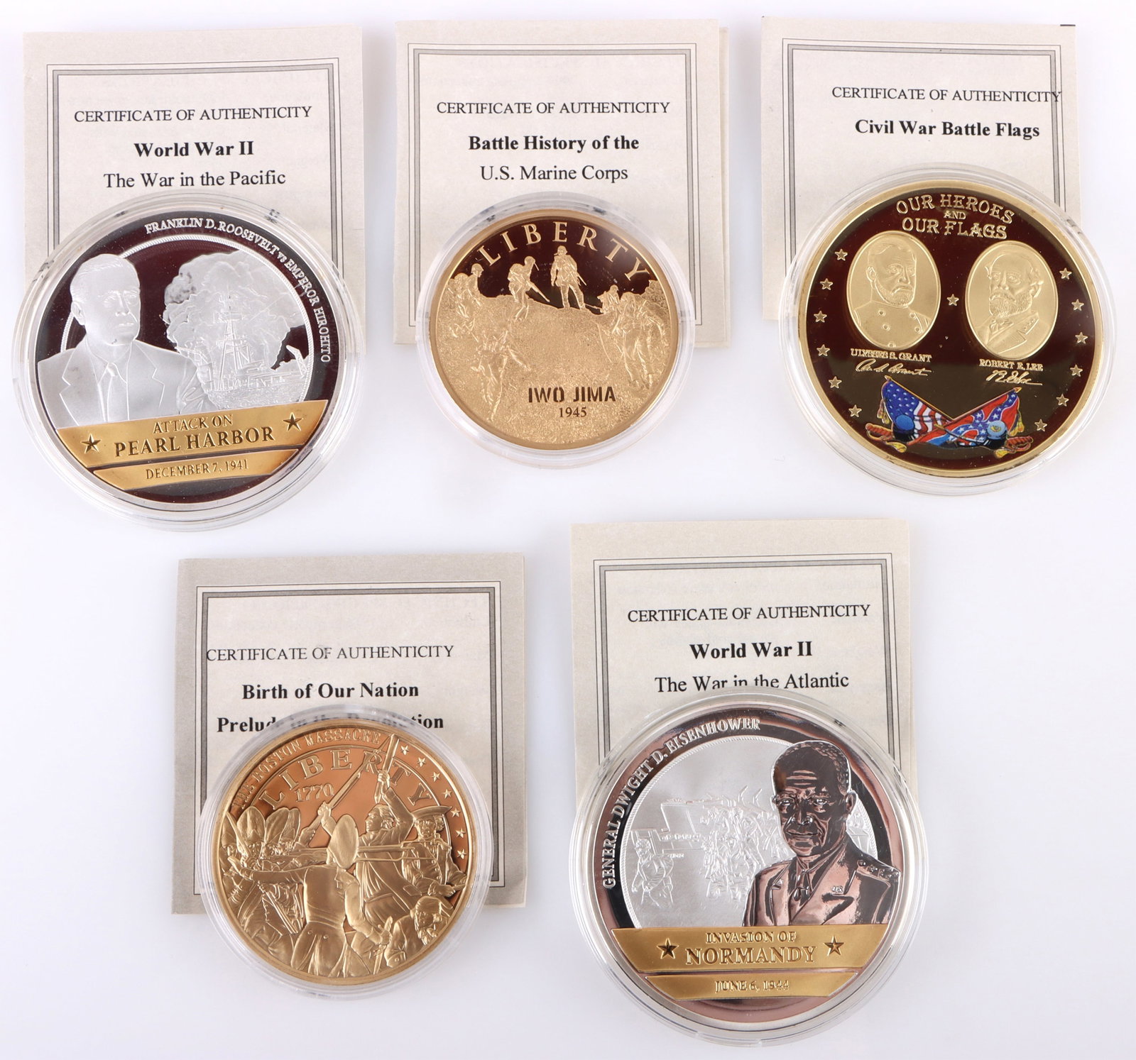 AMERICAN MINT PLATED COMMEMORATIVE COINS - (5) (1 of 4)