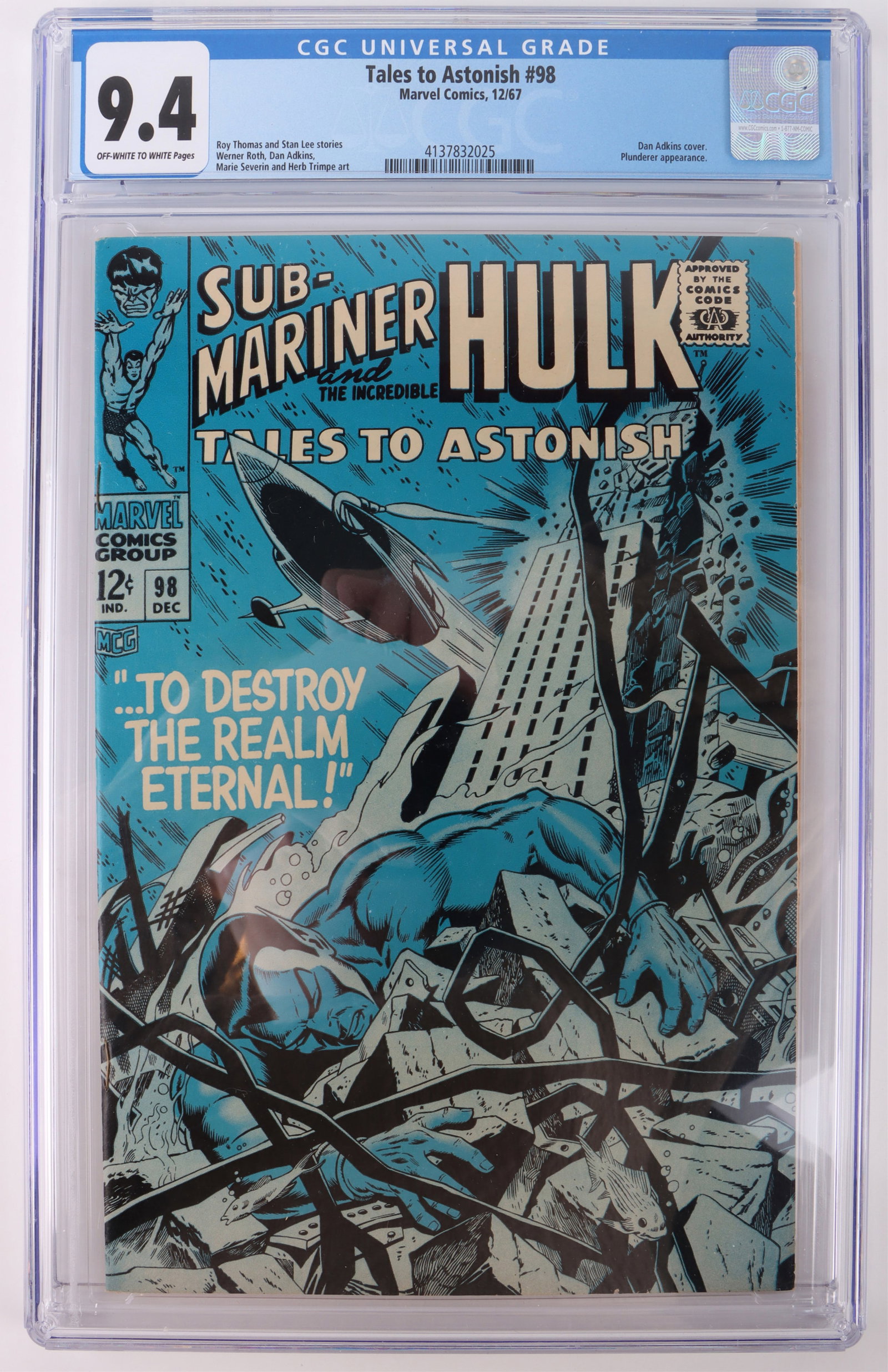TALES TO ASTONISH #98 1ST CAMEO LORD SETH CGC 9.4 (1 of 4)