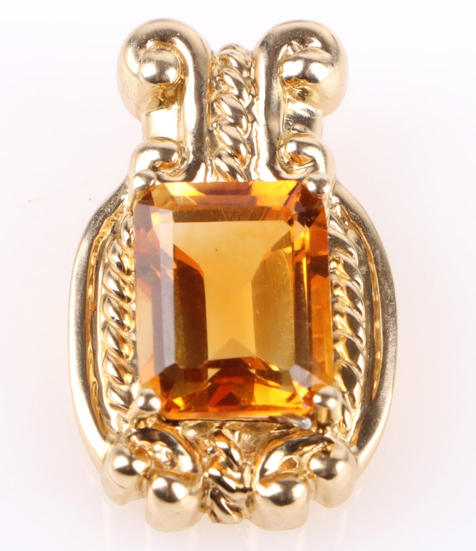 14K YELLOW GOLD CITRINE UNISEX PENDANT (1 of 3)