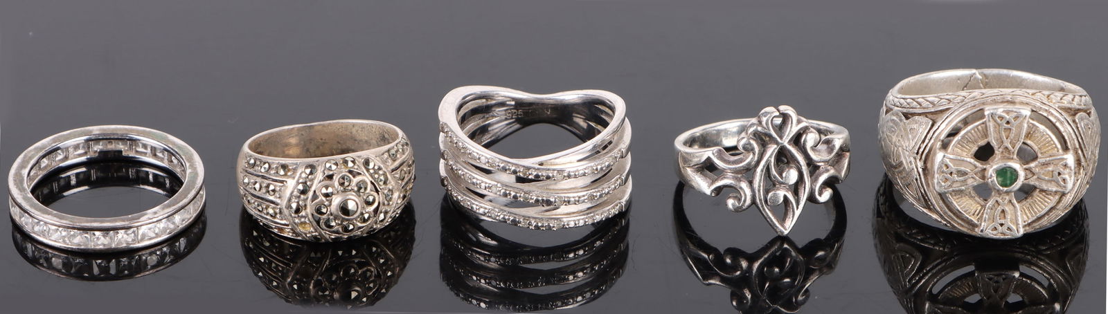 VINTAGE & MODERN STERLING SILVER LADIES RINGS - 5 (1 of 4)
