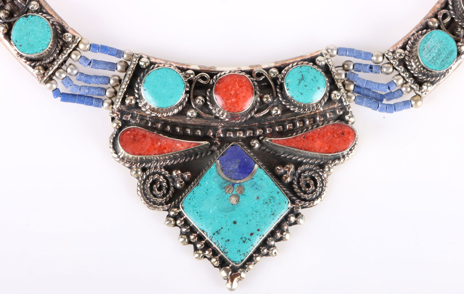 SOUTHWEST STYLE CORAL, LAPIS, TURQUOSE NECKLACE (1 of 3)
