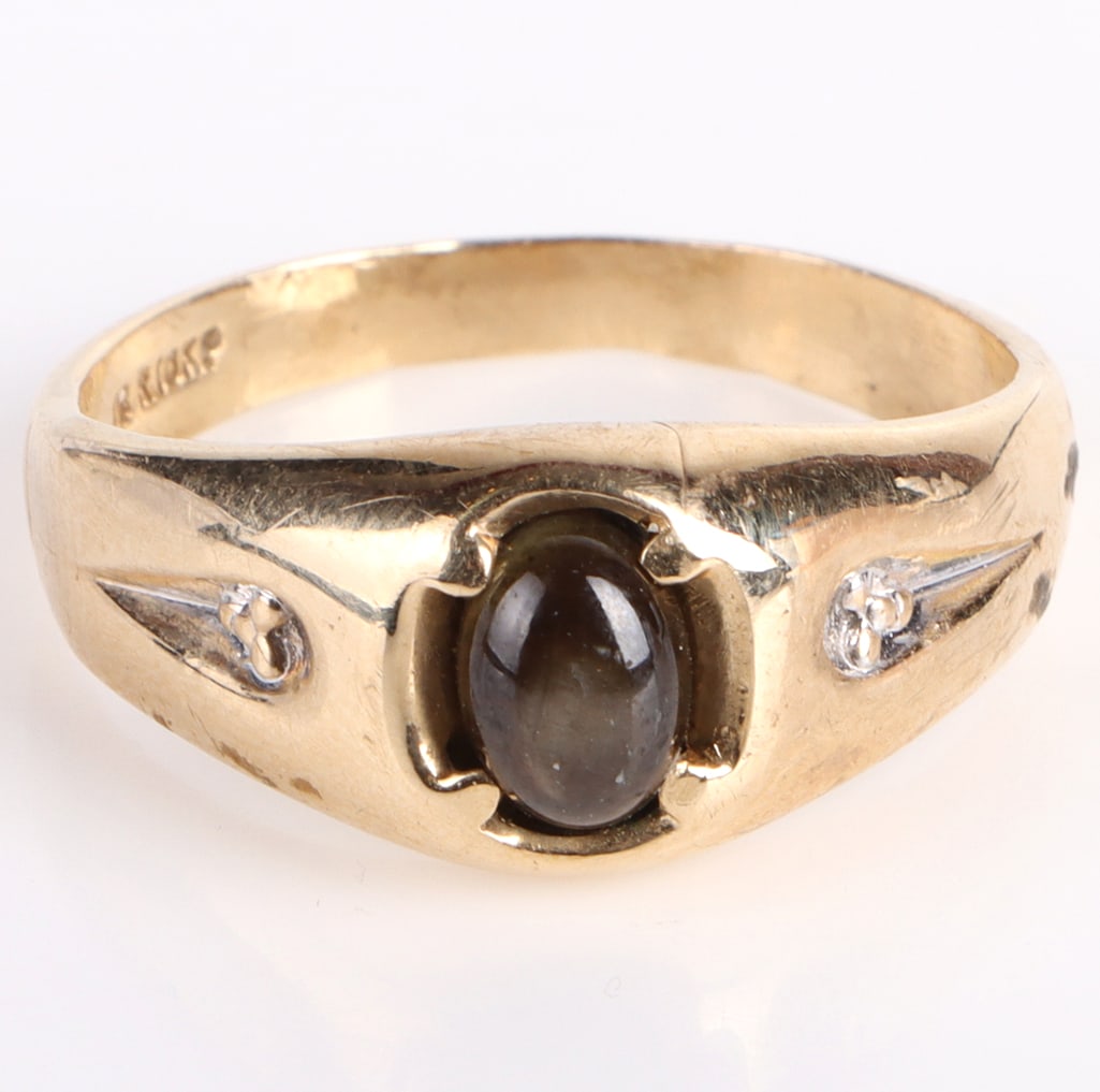 10K YELLOW GOLD CAT'S EYE SAPPHIRE LADIES RING (1 of 3)