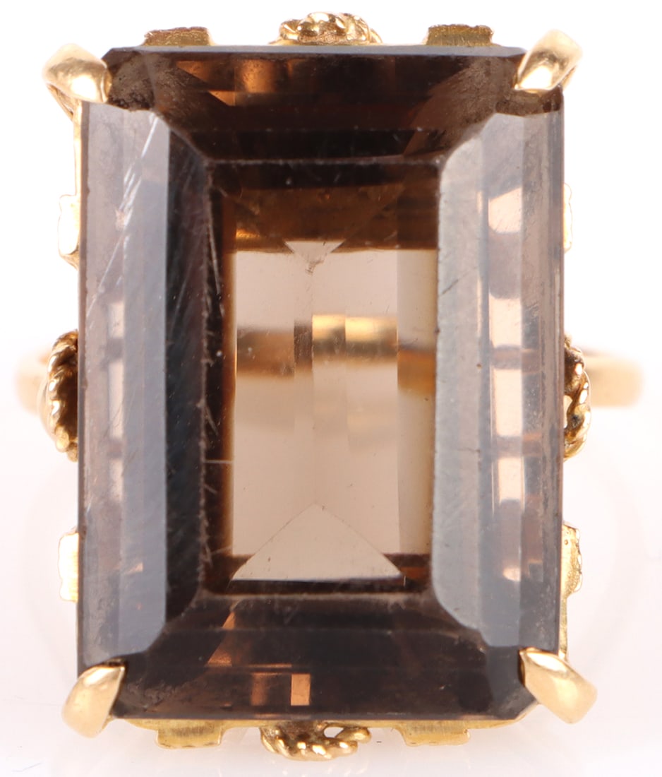 18K YELLOW GOLD BROWN TOPAZ LADIES RING (1 of 4)