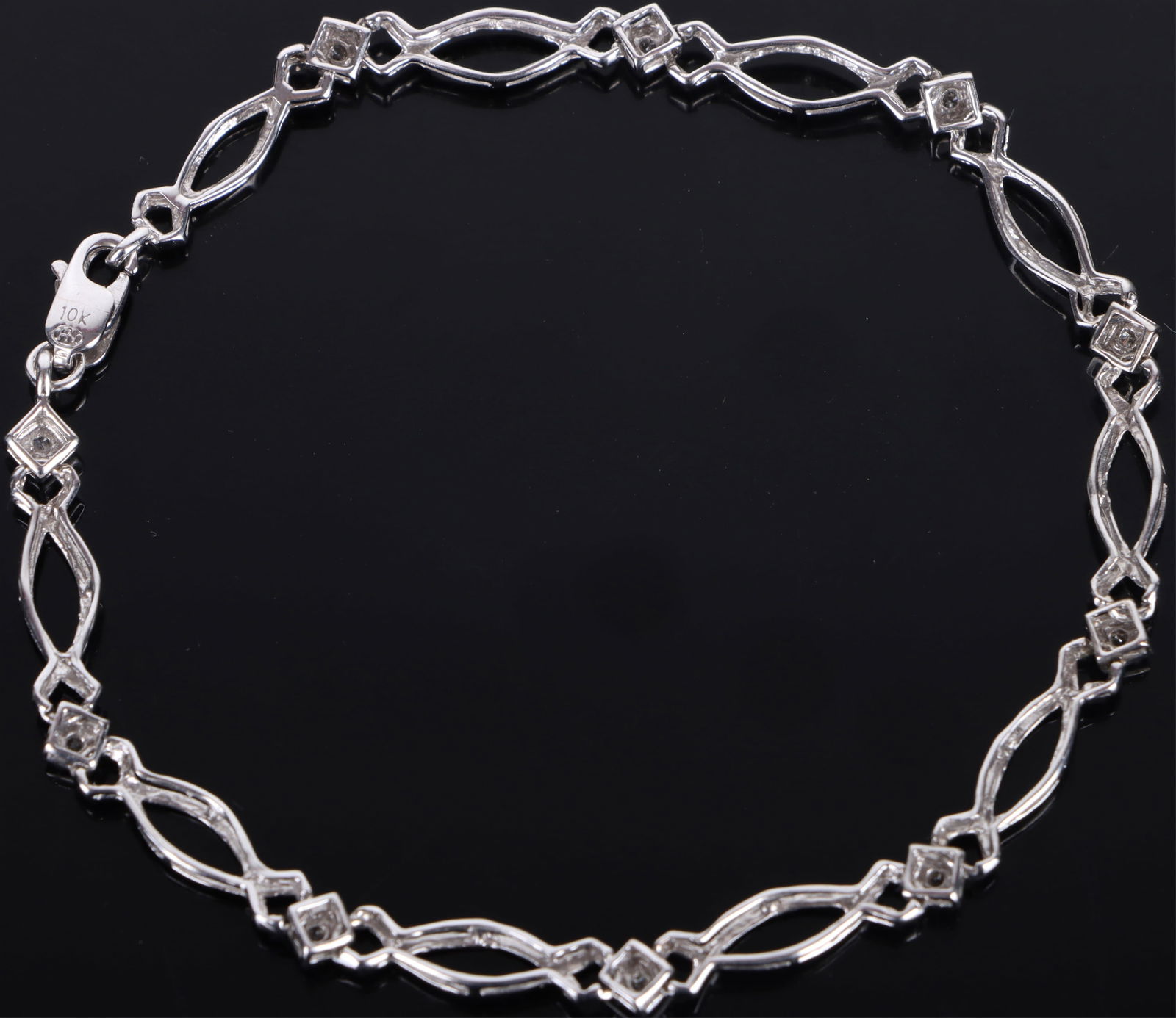 10K WHITE GOLD DIAMOND CUSTOM LINK BRACELET (1 of 3)
