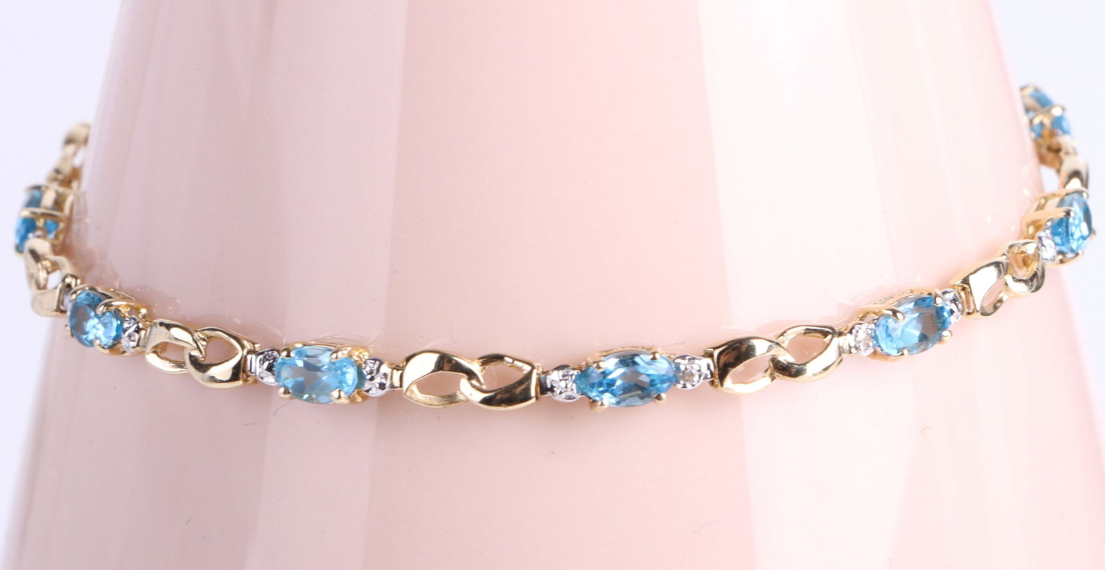 14K YELLOW GOLD DIAMOND BLUE TOPAZ BRACELET (1 of 3)