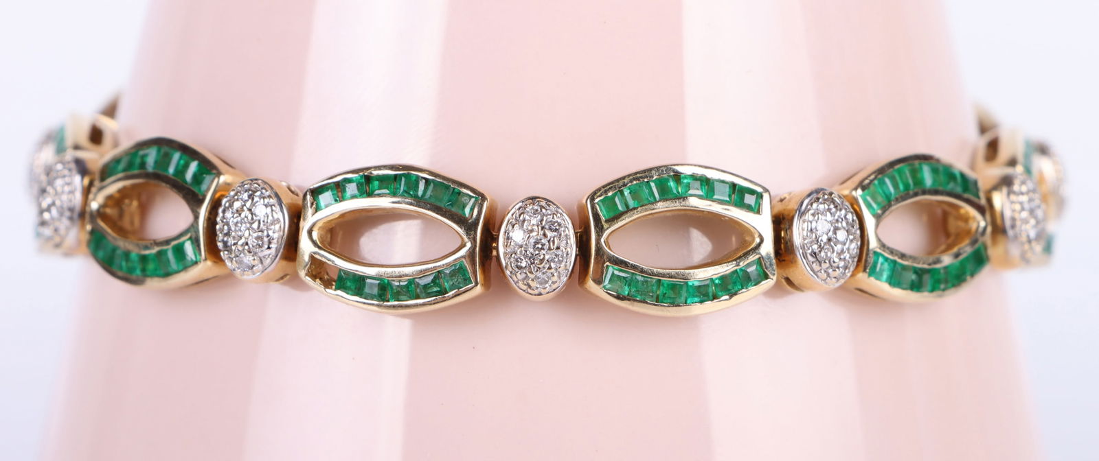 EMERALD DIAMOND 14K YELLOW GOLD LADIES BRACELET (1 of 2)