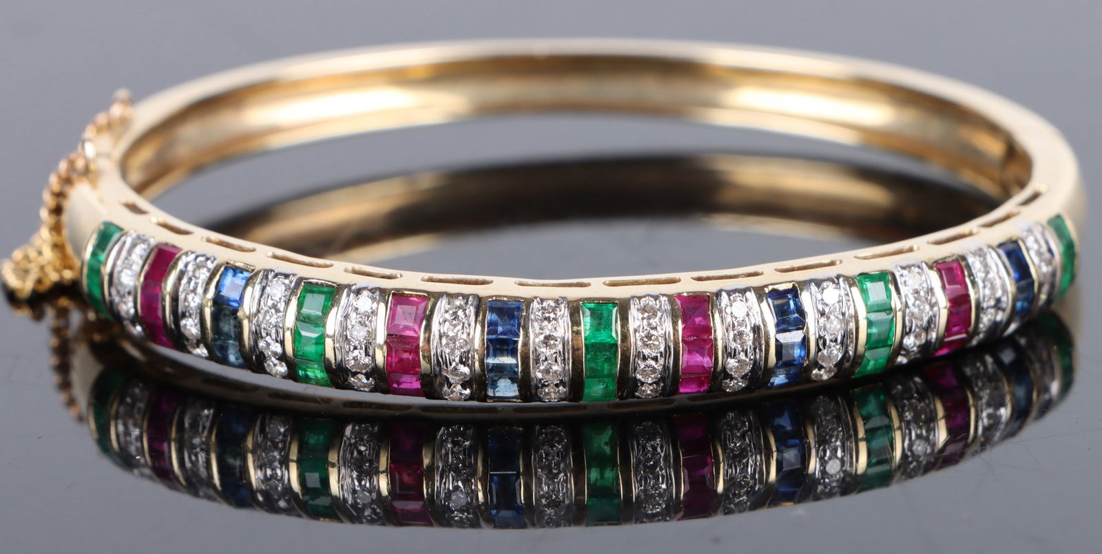 DIAMOND, SAPPHIRE, RUBY, EMERALD 14K GOLD BRACELET (1 of 2)