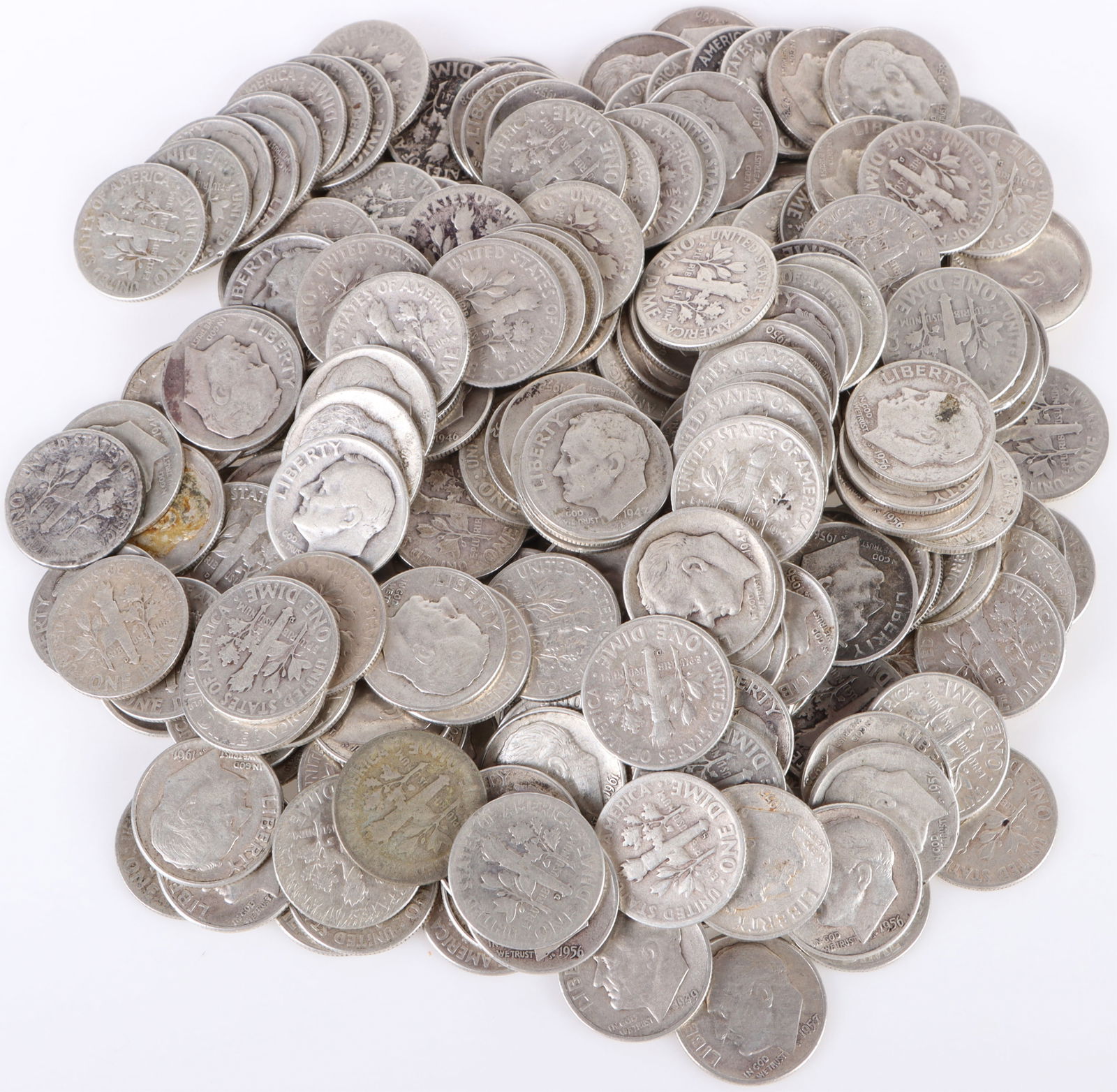 1961-1946 ROOSEVELT 90% SILVER DIMES - LOT OF 268 (1 of 7)