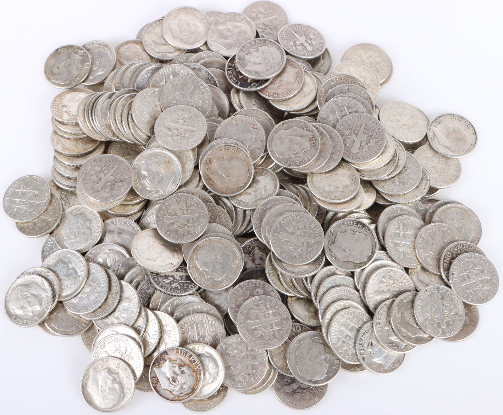 1964-1962 ROOSEVELT 90% SILVER DIMES - LOT OF 300 (1 of 7)