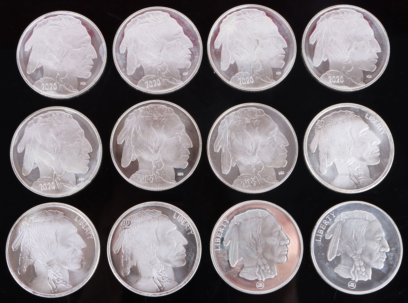 .999 FINE SILVER 1 OZT MINT BUFFALO ROUNDS - (12) (1 of 2)