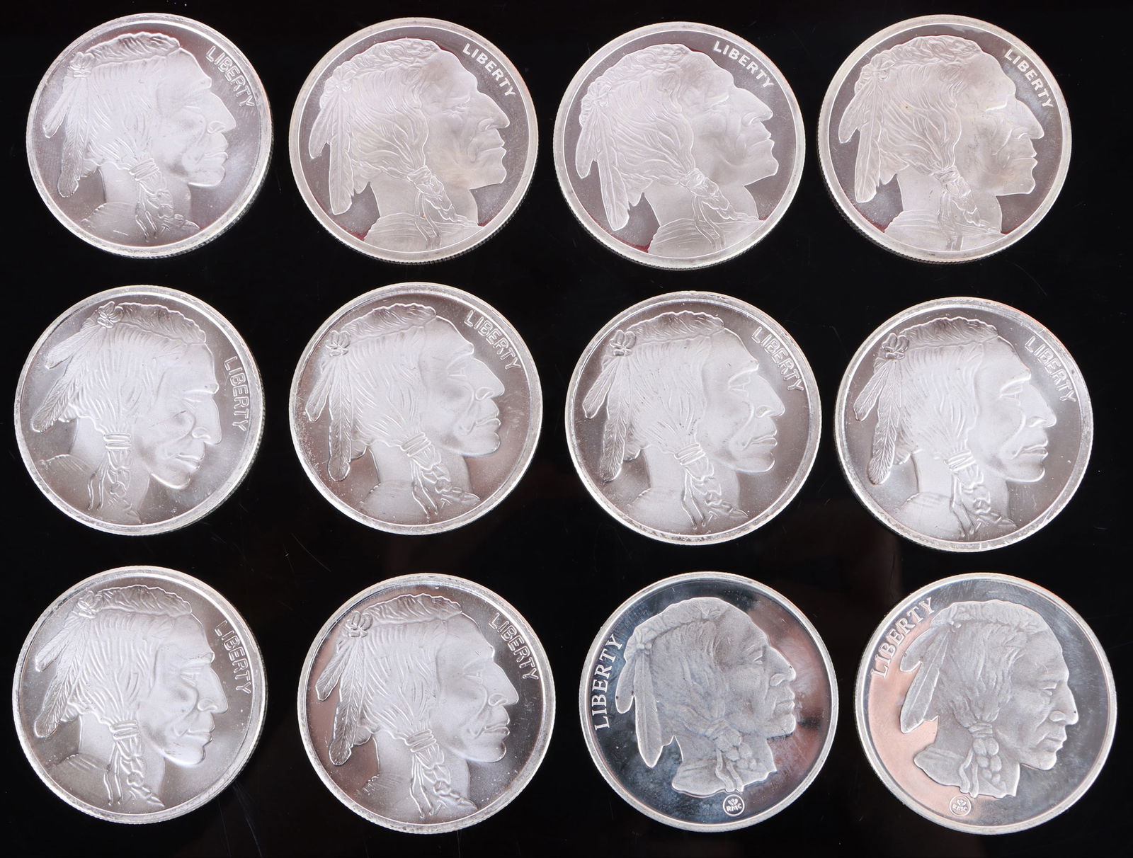 .999 FINE SILVER 1 OZT MINT BUFFALO ROUNDS - (12) (1 of 2)