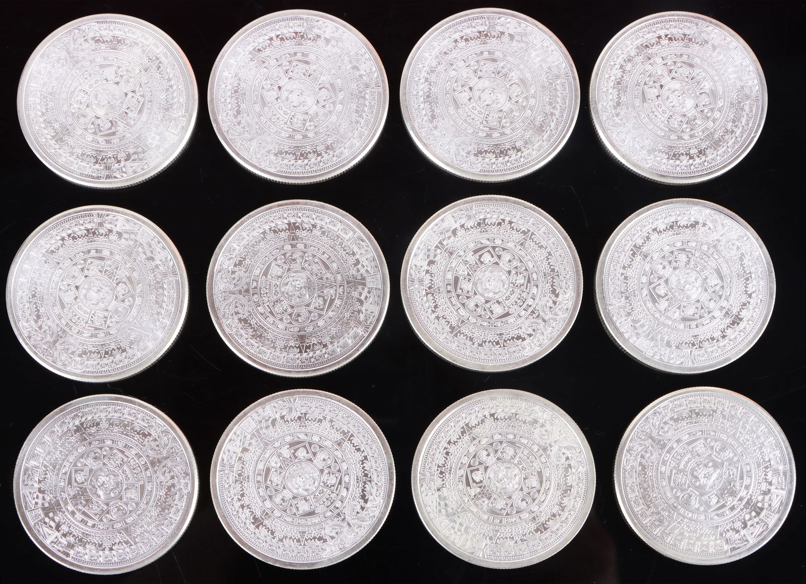 .999 FINE SILVER GSM AZTEC CALENDAR ROUNDS - (12) (1 of 2)