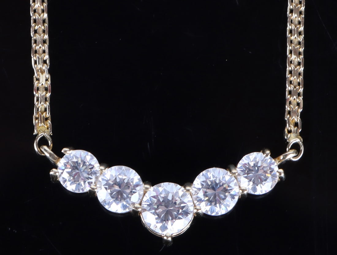 14K YELLOW GOLD BEAUTIFUL CZ LADIES NECKLACE (1 of 4)