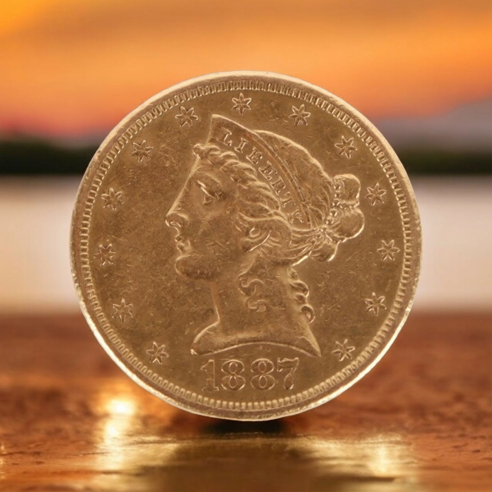 1887 $5 LIBERTY HEAD HALF EAGLE 90% GOLD COIN (1 of 3)