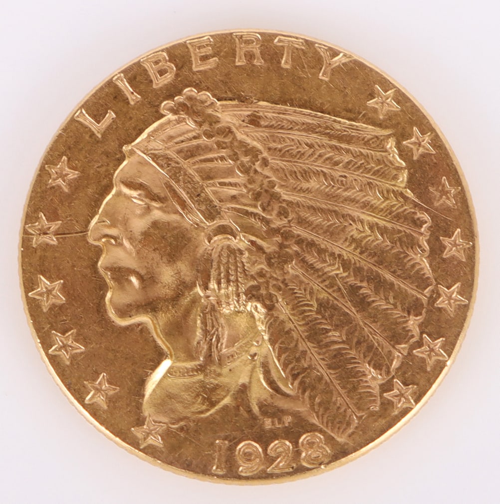 1928 $2.5 INDIAN HEAD QUARTER EAGLE 90% GOLD (1 of 2)