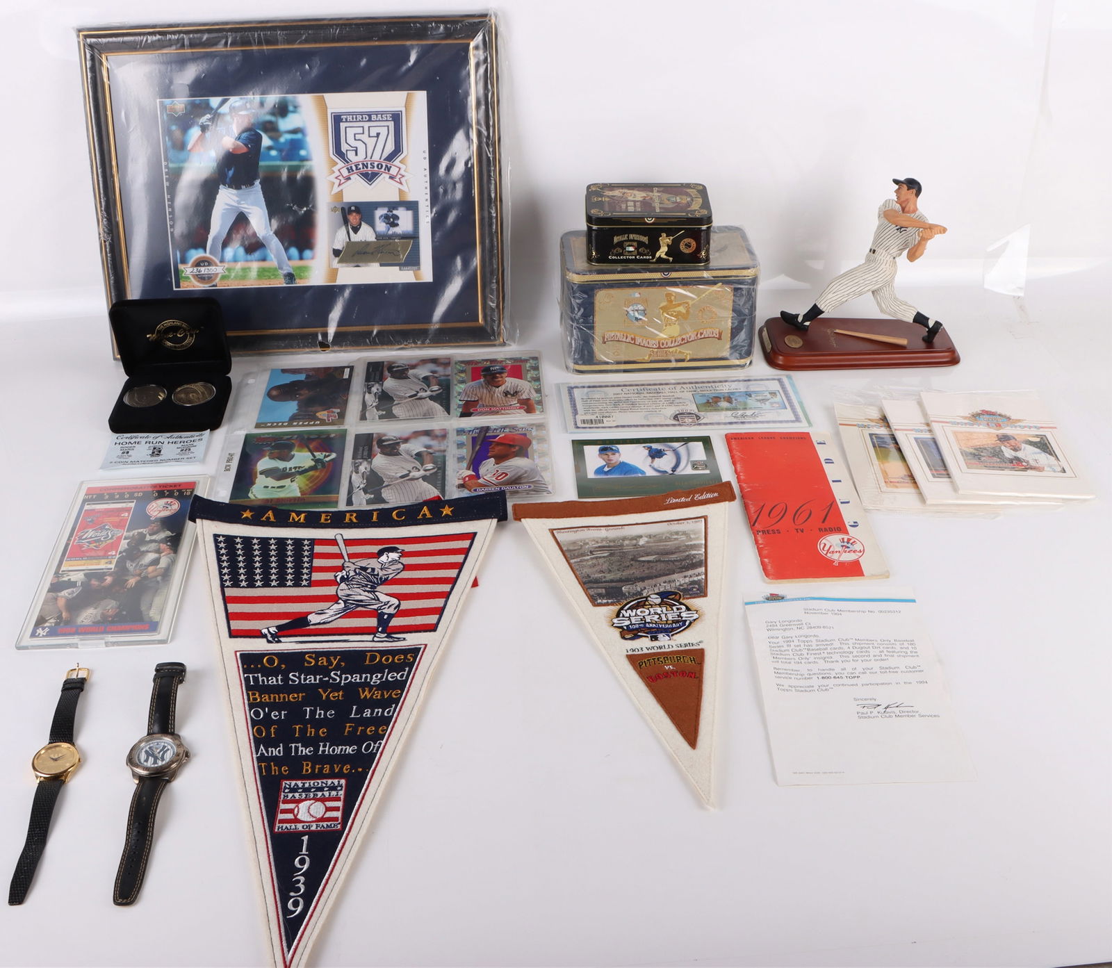 COLLECTIBLE BASEBALL MEMORABILIA, CARDS & MORE: 179417 COLLECTIBLE BASEBALL MEMORABILIA, CARDS & MORE Collectible Baseball memorabilia, cards and more to inlcude one Worl Series Pittsburgh vs Boston felt Pennant limited edition 1/7500, one 1939 Nat