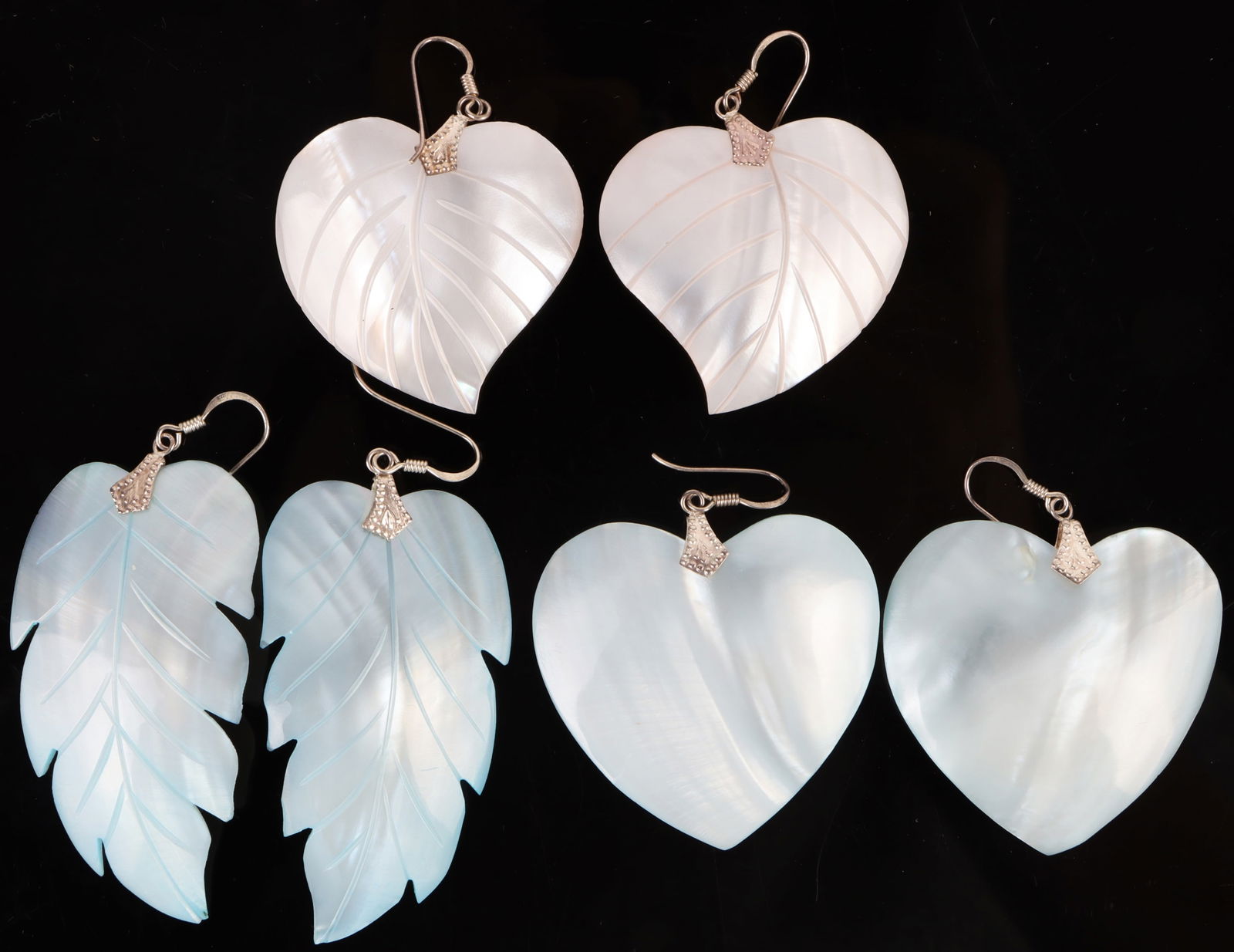 MOTHER OF PEARL DYED STERLING SHELL EARRINGS (1 of 4)