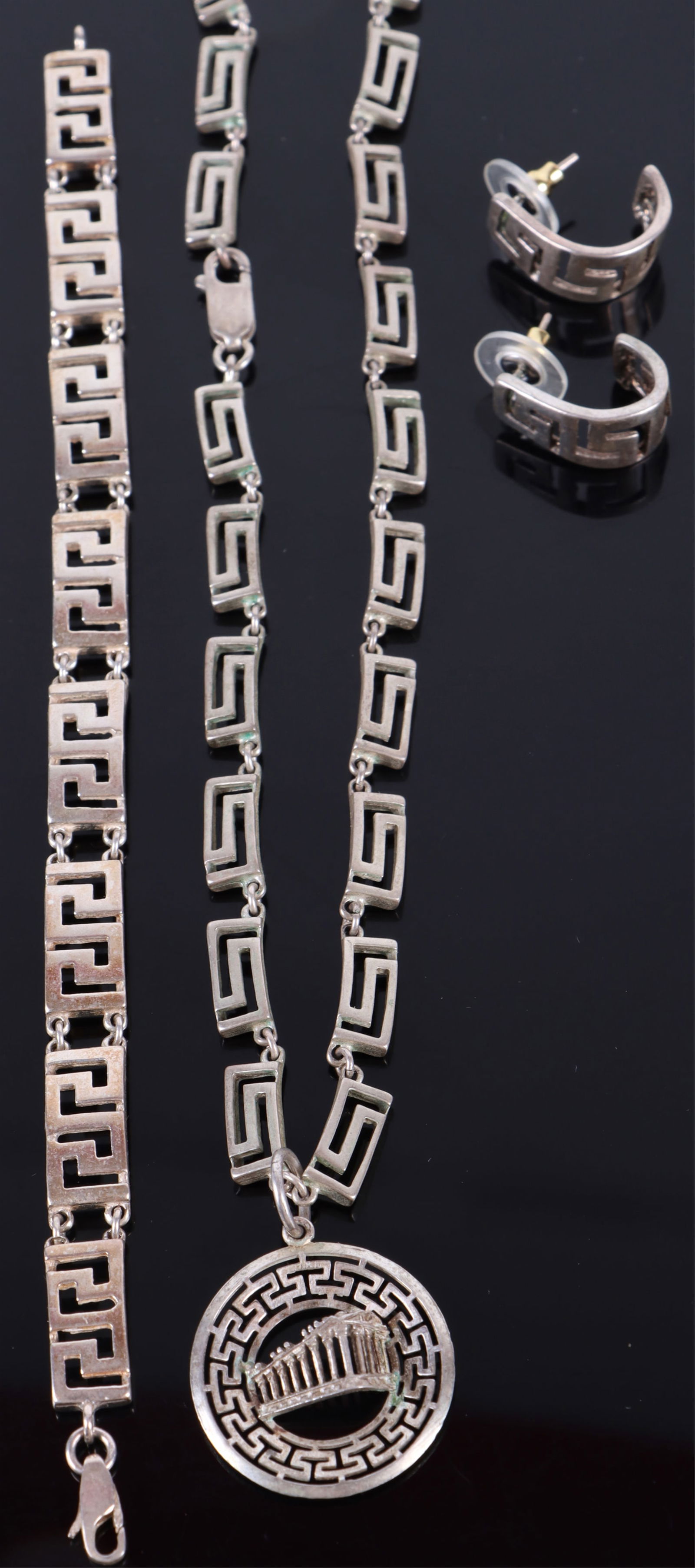 STERLING SILVER GREEK KEY STYLE LADIES SET - (3) (1 of 3)