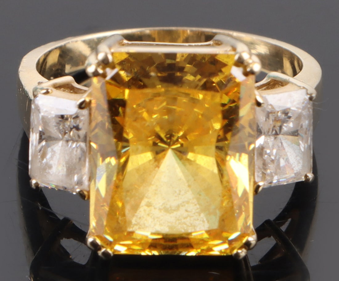 13 X 10MM YELLOW TOURMALINE 14K GOLD  LADIES RING (1 of 4)