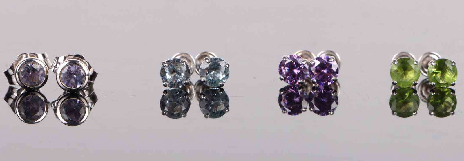 14K WHITE GOLD GEMSTONE LADIES STUD EARRINGS (1 of 9)
