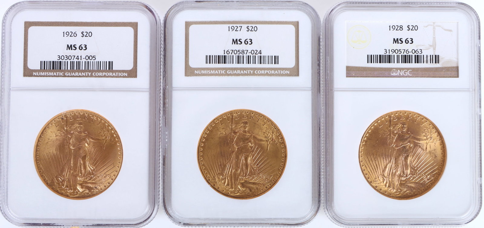 1928-26 SAINT GAUDENS DOUBLE EAGLE GOLD COIN MS63 (1 of 4)