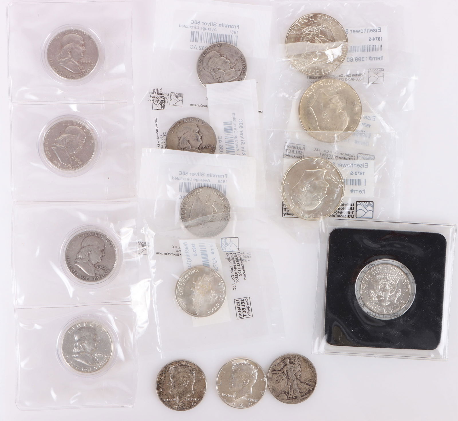 SILVER ASSORTED HALF DOLLARS & EISENHOWER DOLLARS (1 of 2)
