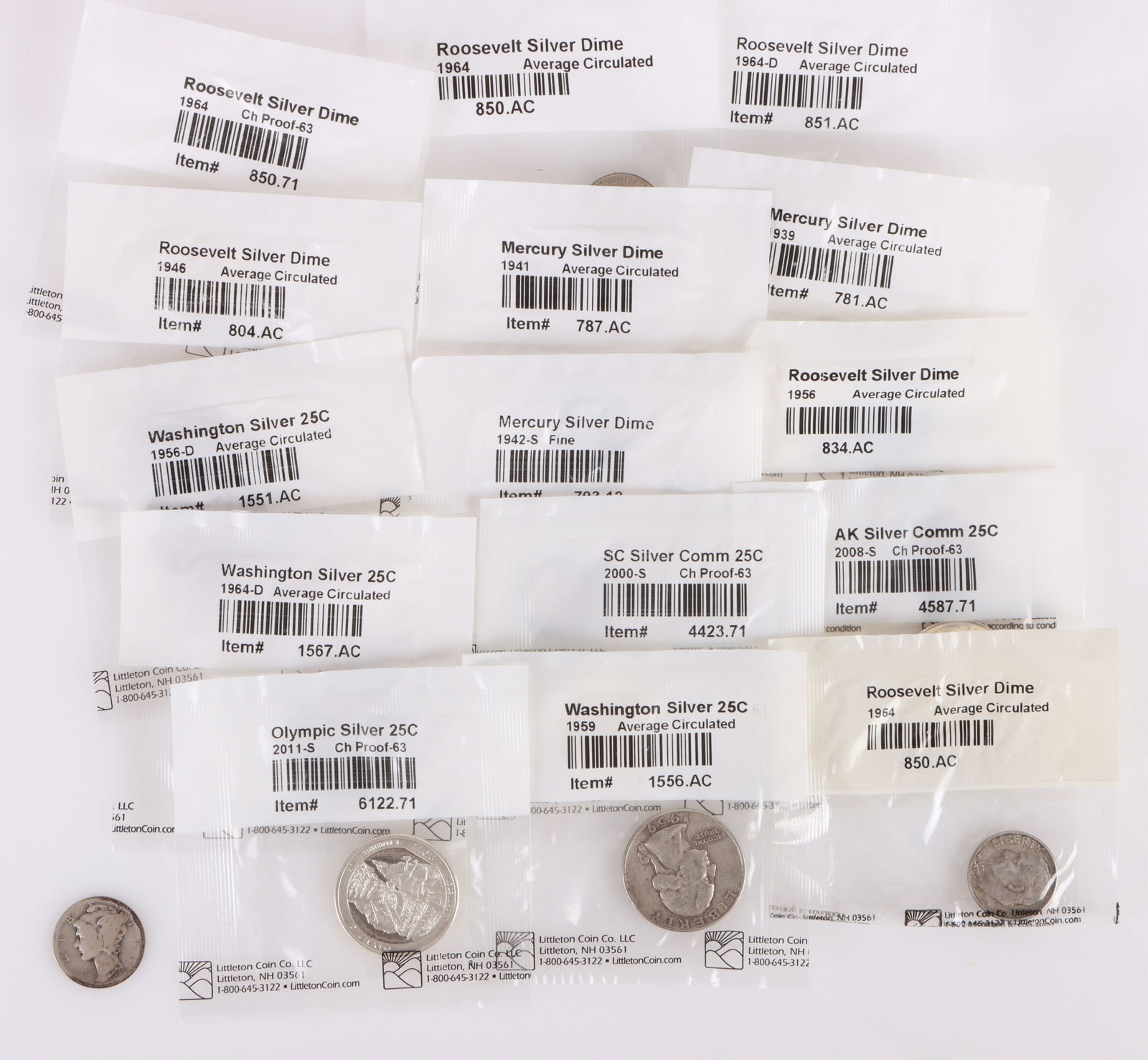 90% SILVER COLLECTIBLE DIMES & QUARTERS - (16) (1 of 2)