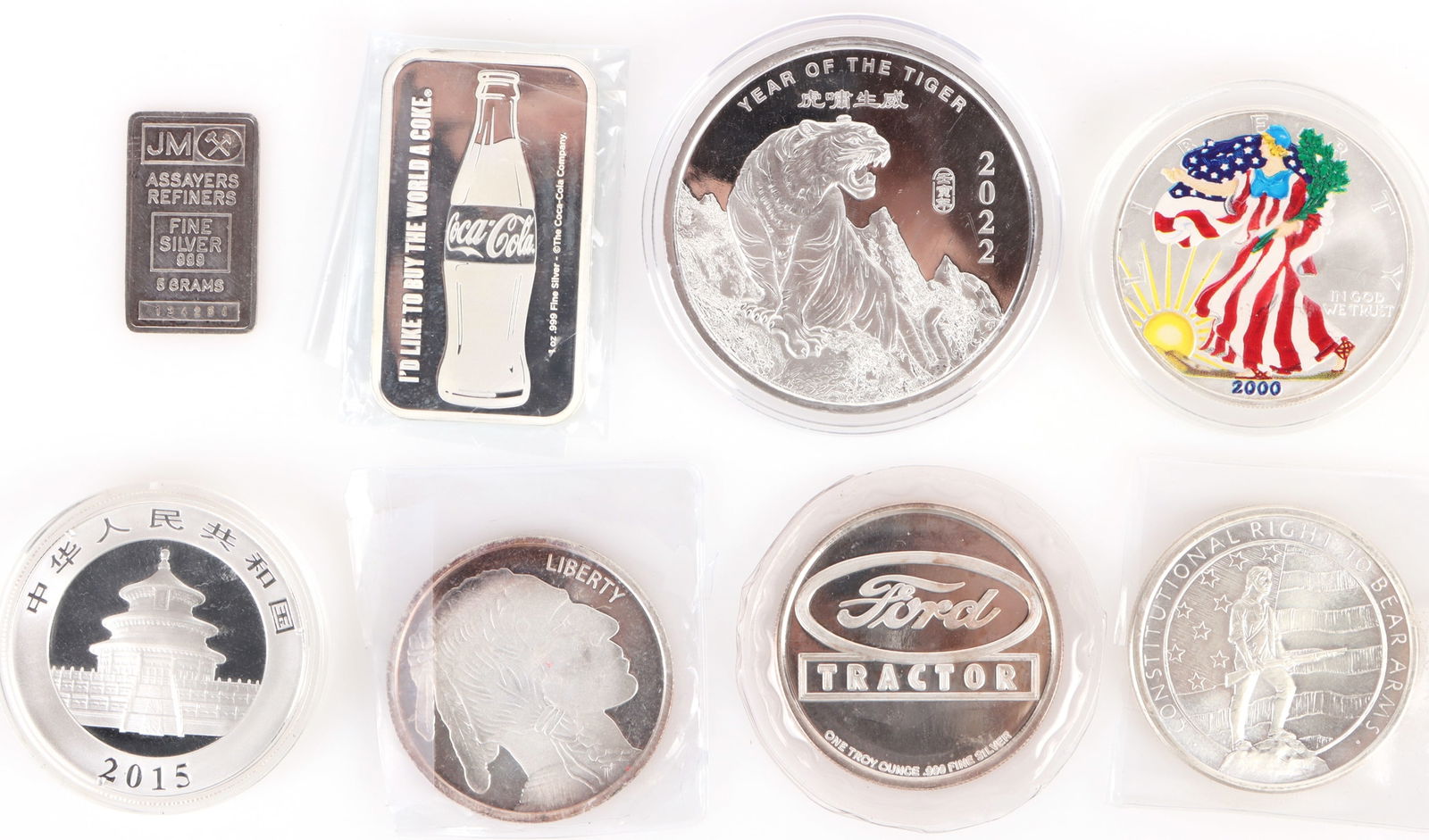 FINE SILVER BULLION COINS & BAR - LOT OF 8 (1 of 9)