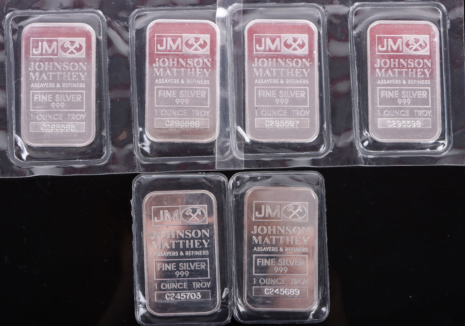 .999 FINE SILVER JOHNSON MATTHEY 1 OZT BARS - (6) (1 of 2)