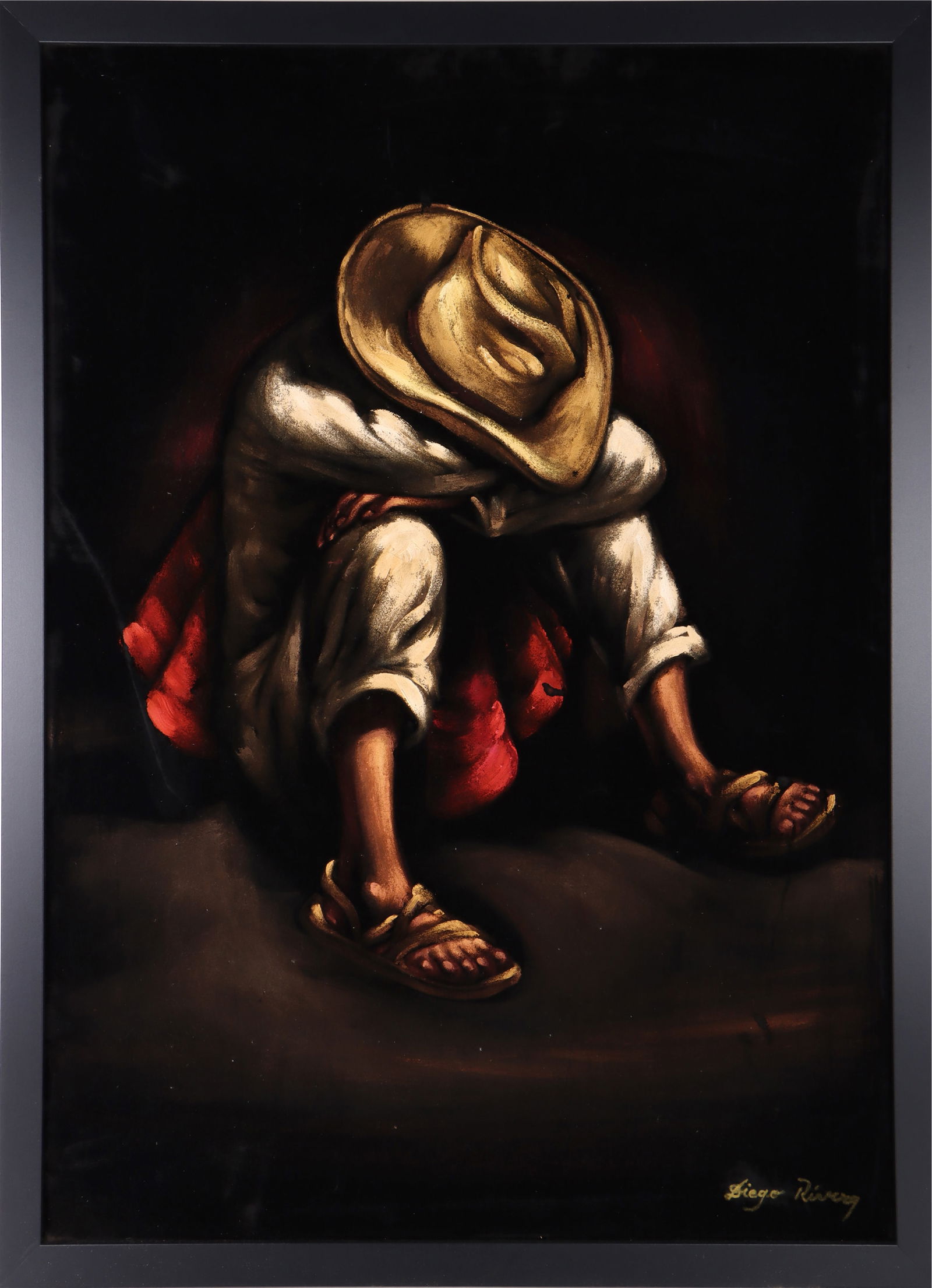 DIEGO RIVERA ORIGINAL ACRYLIC ON VELVET AFTER (1 of 6)