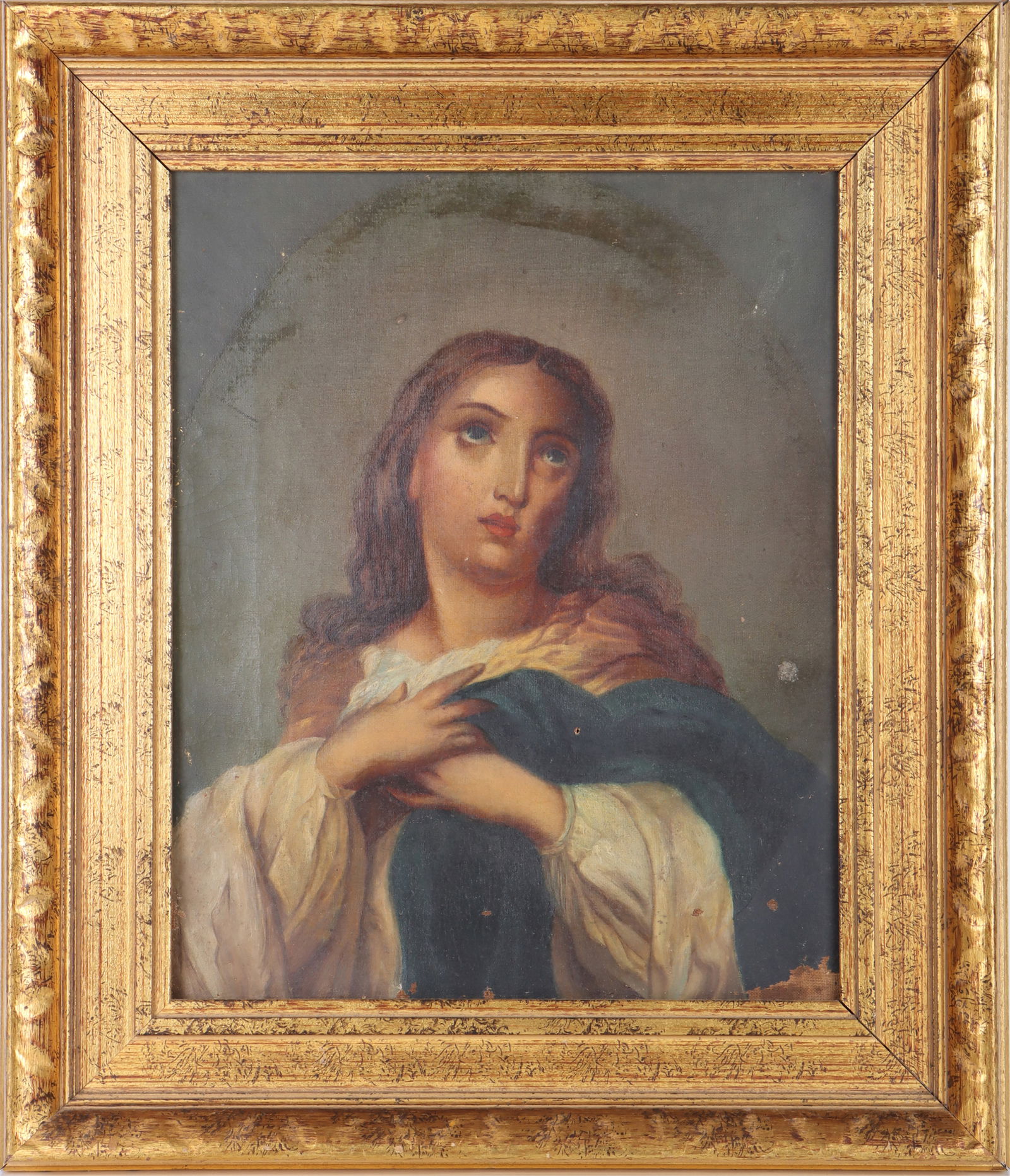 UNSIGNED ORIGINAL OIL ON CANVAS VIRGIN MARY (1 of 3)