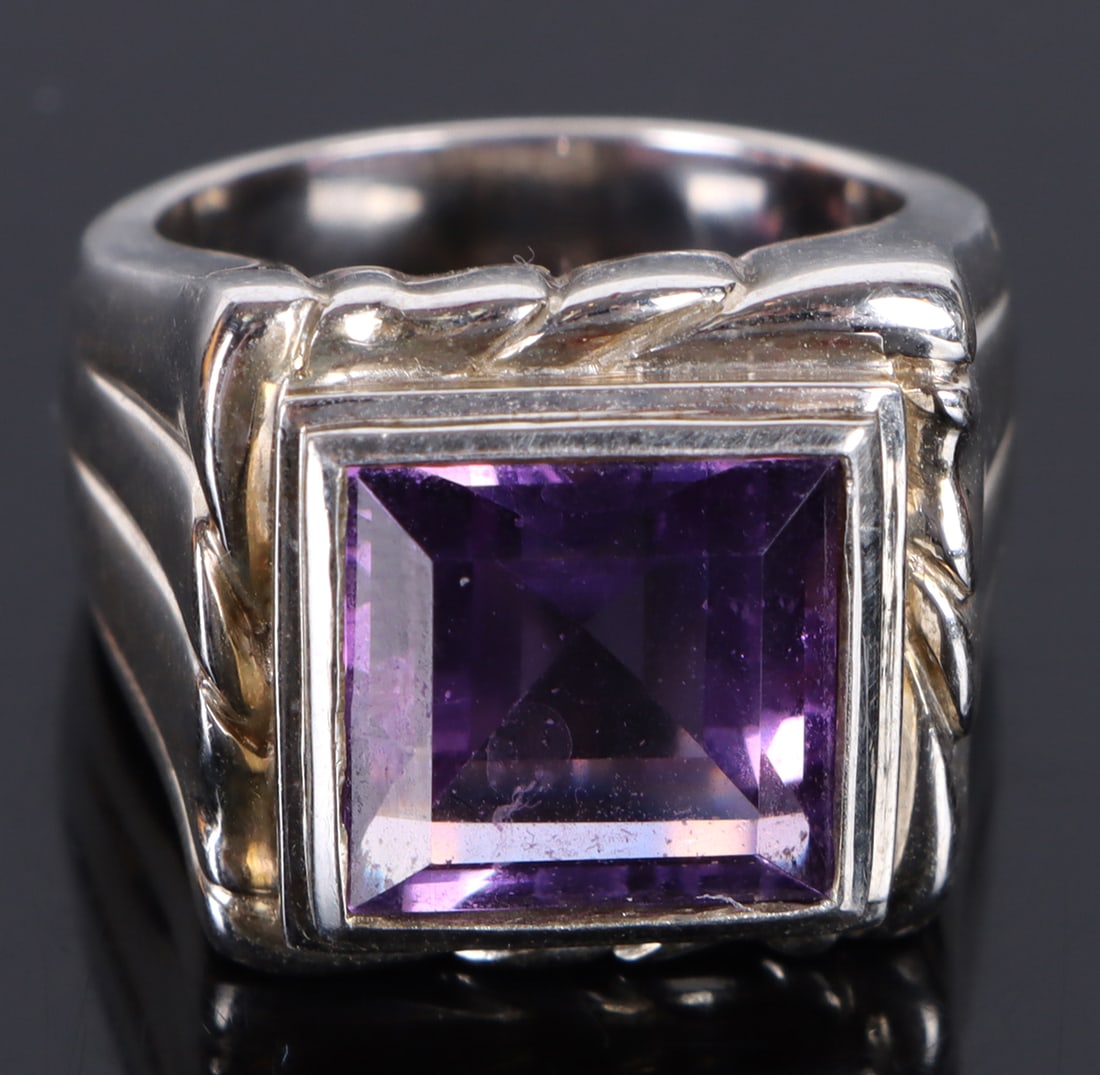 10 X 10MM AMETHYST GEMSTONE STERLING SILVER RING (1 of 3)