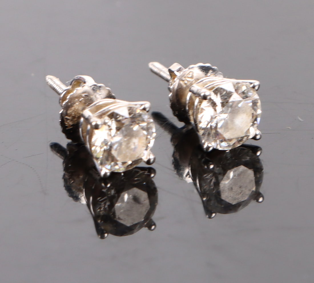 1.5CTW DIAMOND 14K WHITE GOLD STUD EARRINGS (1 of 3)