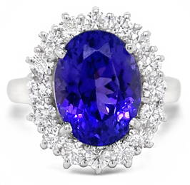 5.05CT TANZANITE & 0.99CTW DIAMOND 14K GOLD RING