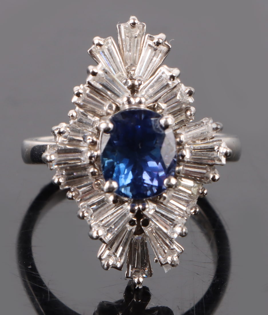 PLATINUM DIAMOND BLUE TANZANITE COCKTAIL RING (1 of 3)