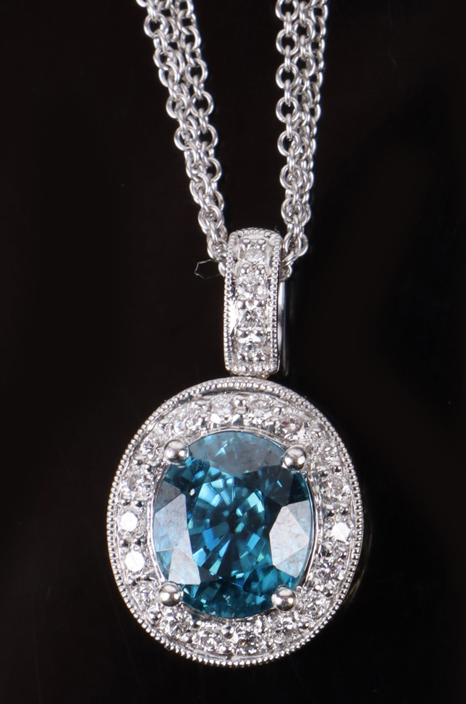 18K WHITE & YELLOW GOLD TOPAZ DIAMOND NECKLACE (1 of 5)