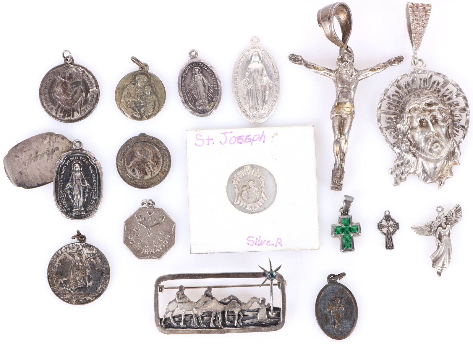 STERLING SILVER RELIGIOUS PENDANTS - LOT OF 16 (1 of 4)
